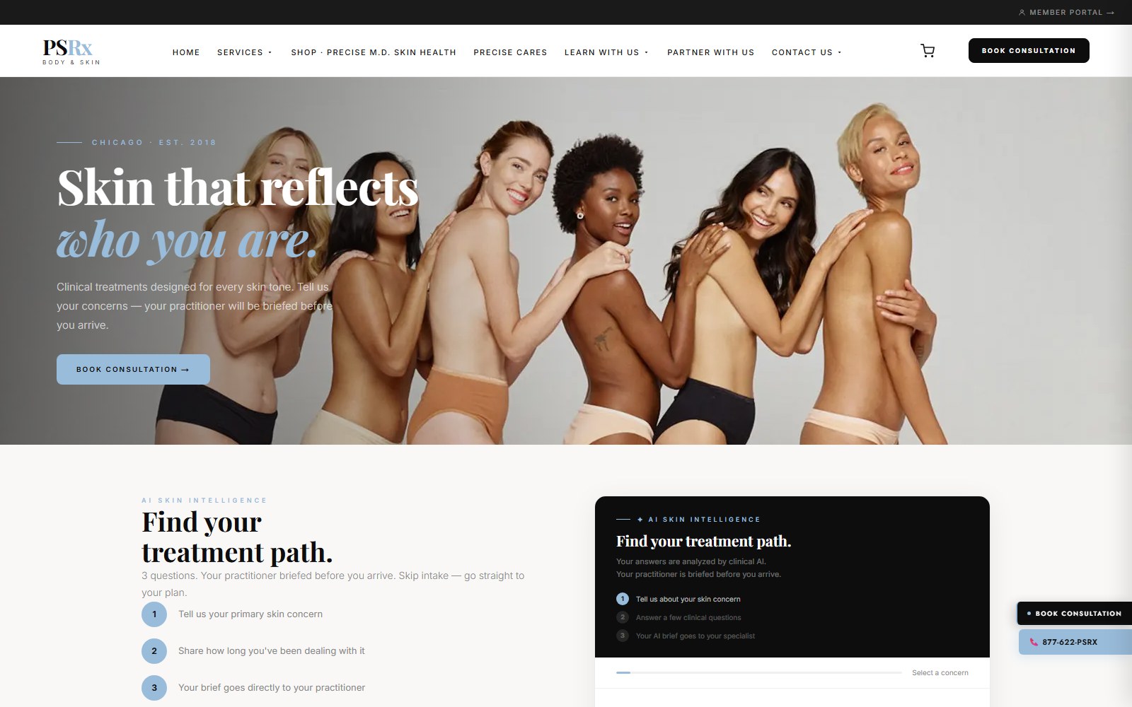 PSRx Body & Skin — public site, brand-led landing
