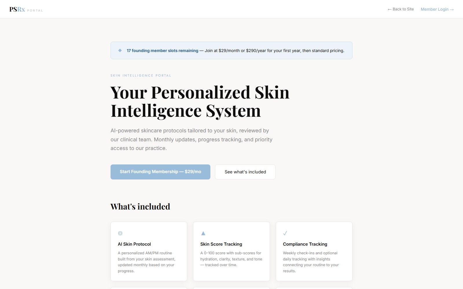 PSRx Body & Skin — members-only Skin Intelligence Portal